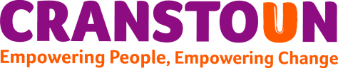 The word "Cranstoun" in purple and the "U" is in orange. Below this is the words "Empowering People, Empowering Change" in orange.