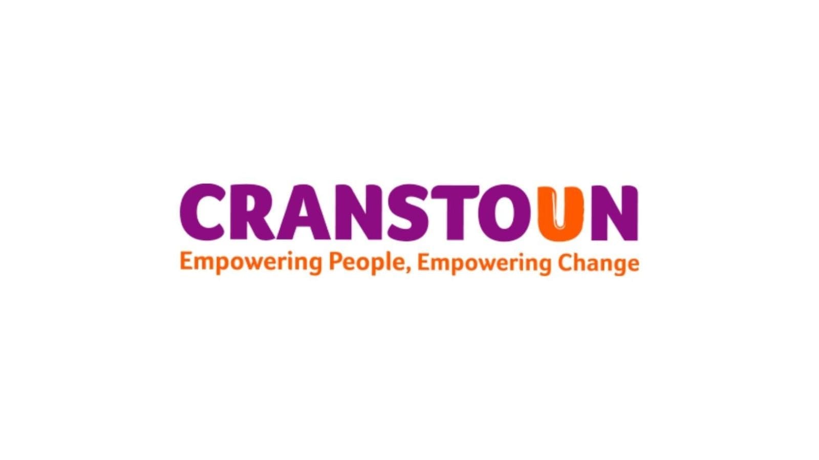 The word "Cranstoun" in purple and the "U" is in orange. Below this is the words "Empowering People, Empowering Change" in orange.