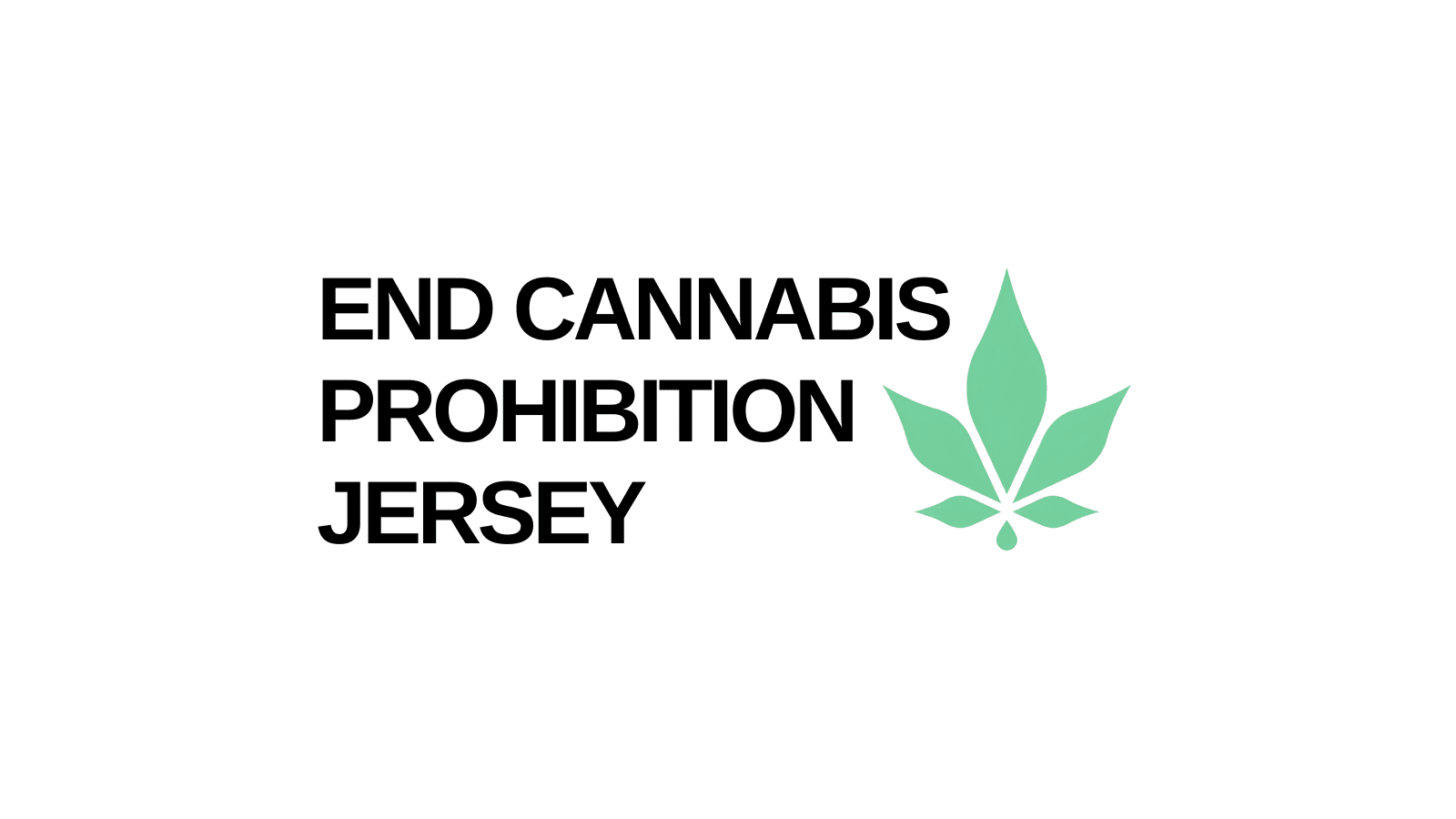 The words "End Cannabis Prohibition Jersey" with a green cannabis leaf next to this.