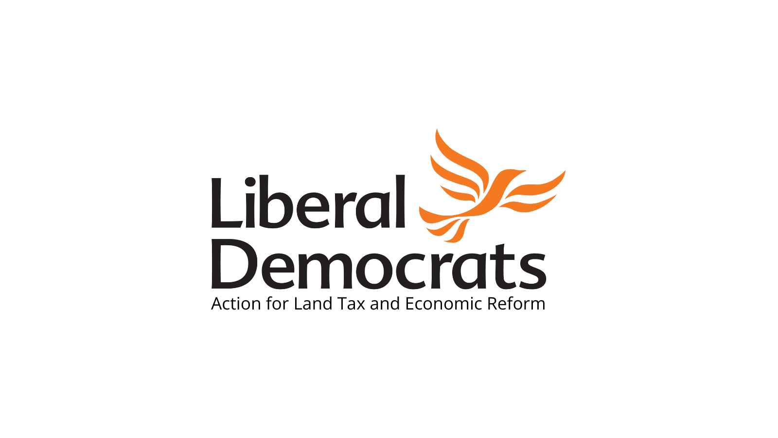 The words "Liberal Democrats Action for Land Tax and Economic Reform" with the orange Liberal Democrat bird logo next to this.