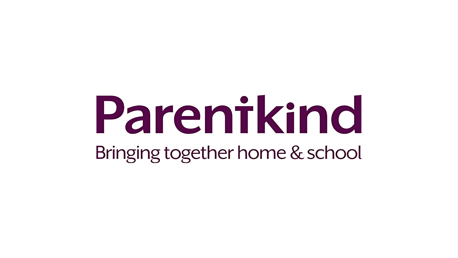 The words "Parentkind Bringing together home and school" in dark purple writing