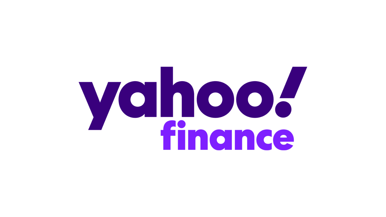 A white background with the words "Yahoo! finance" in purple with the word "finance" in light purple.