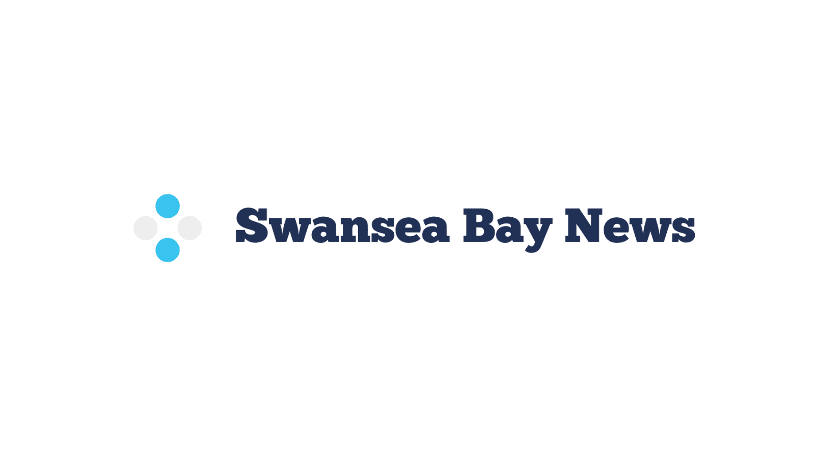 The words "Swansea Bay News" in blue text with four circles next to them, two in blue and two in grey, on a white background.